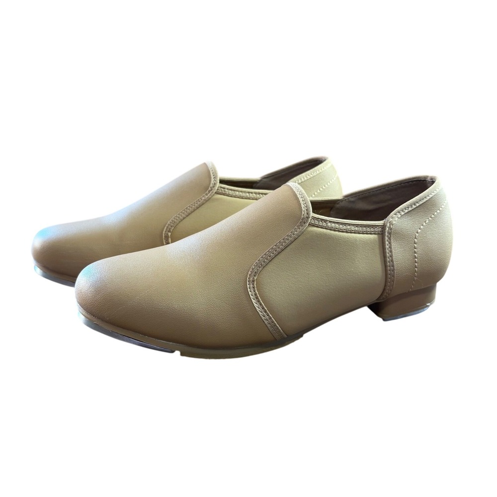 Slip On Tap Shoes Women 5.5A Tan Laceless Dance Shoes Excellent‎ Condition